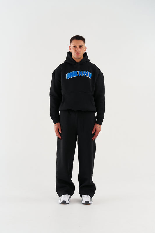 STATEMENT HOODIE - BLACK WITH BLUE EMBROIDERY