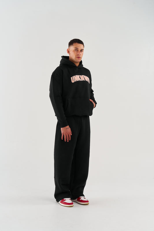 STATEMENT HOODIE - BLACK WITH BABY PINK EMBROIDERY