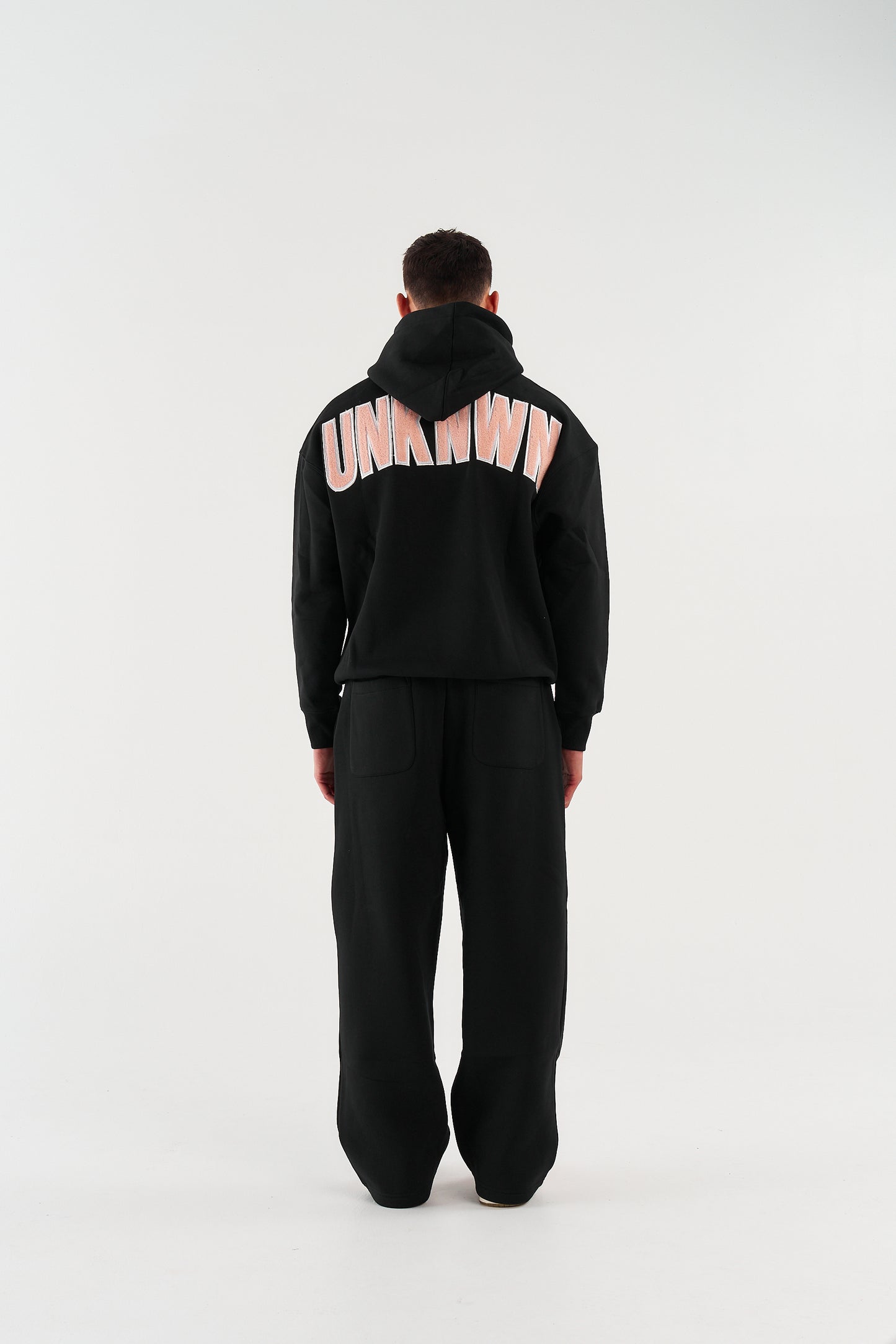 STATEMENT HOODIE - BLACK WITH BABY PINK EMBROIDERY