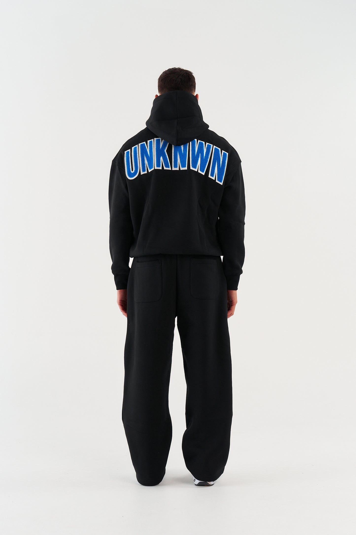 STATEMENT HOODIE - BLACK WITH BLUE EMBROIDERY