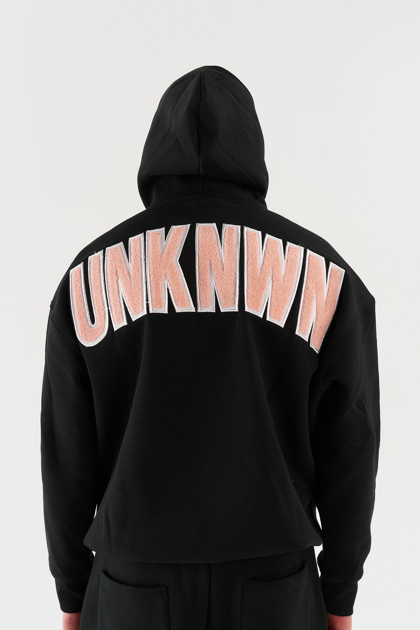 STATEMENT HOODIE - BLACK WITH BABY PINK EMBROIDERY